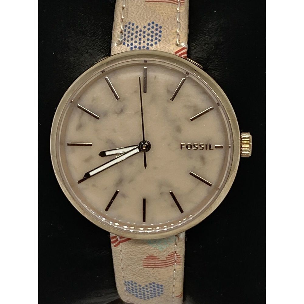 Fossil Hutton BQ3492 Women's Leather Analog Pink Dial Quartz Wrist Watch XR620